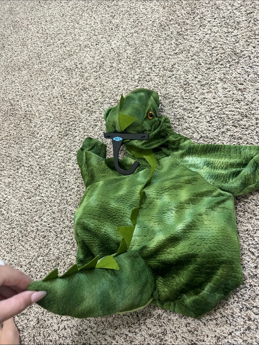 Kids Green Dinosaur Halloween Costume Plush Hooded Romper